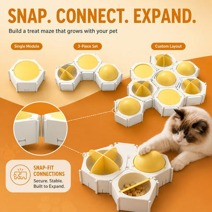 Hexagon Cat Puzzle Feeder – Slow Feeding Enrichment