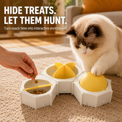 Hexagon Cat Puzzle Feeder – Slow Feeding Enrichment