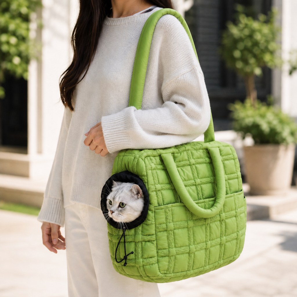 Quilted Pet Carrier Tote – Hand & Shoulder Carry