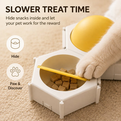 Hexagon Cat Puzzle Feeder – Slow Feeding Enrichment