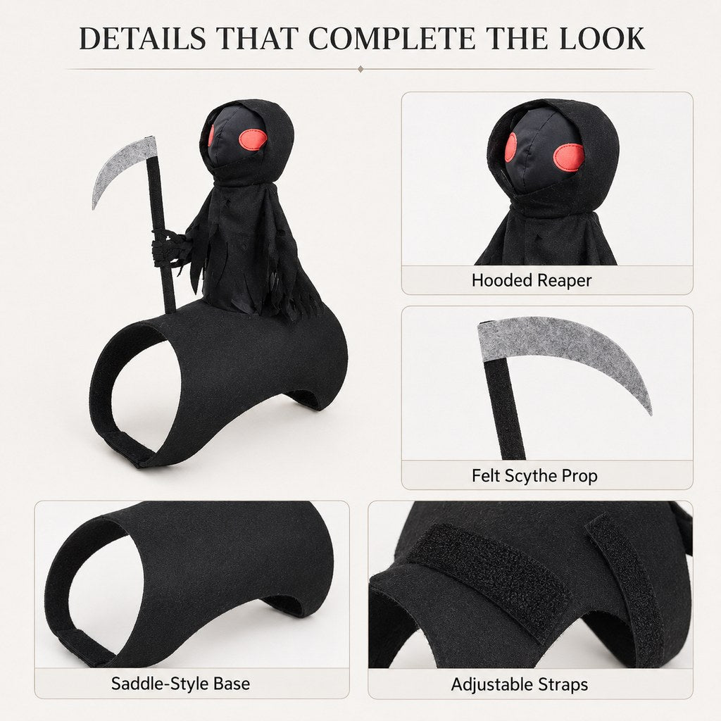 Grim Reaper Rider Pet Costume – 3D Halloween Fun