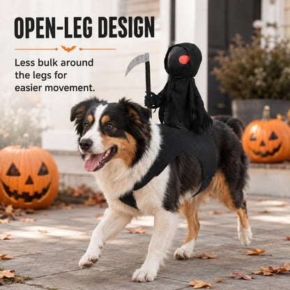 Grim Reaper Rider Pet Costume – 3D Halloween Fun