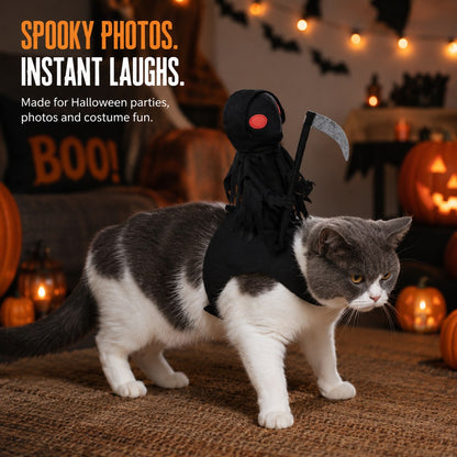 Grim Reaper Rider Pet Costume – 3D Halloween Fun