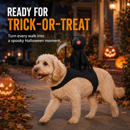 Grim Reaper Rider Pet Costume – 3D Halloween Fun