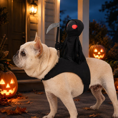 Grim Reaper Rider Pet Costume – 3D Halloween Fun