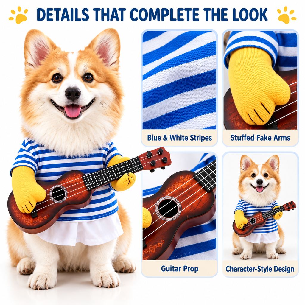 Guitar Player Dog Costume – Funny Halloween Look