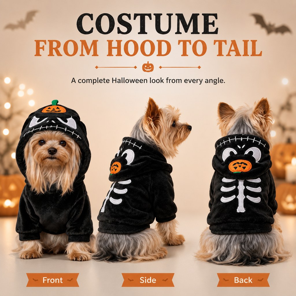 Halloween Pet Costume Hoodie – One-Piece Spooky Look