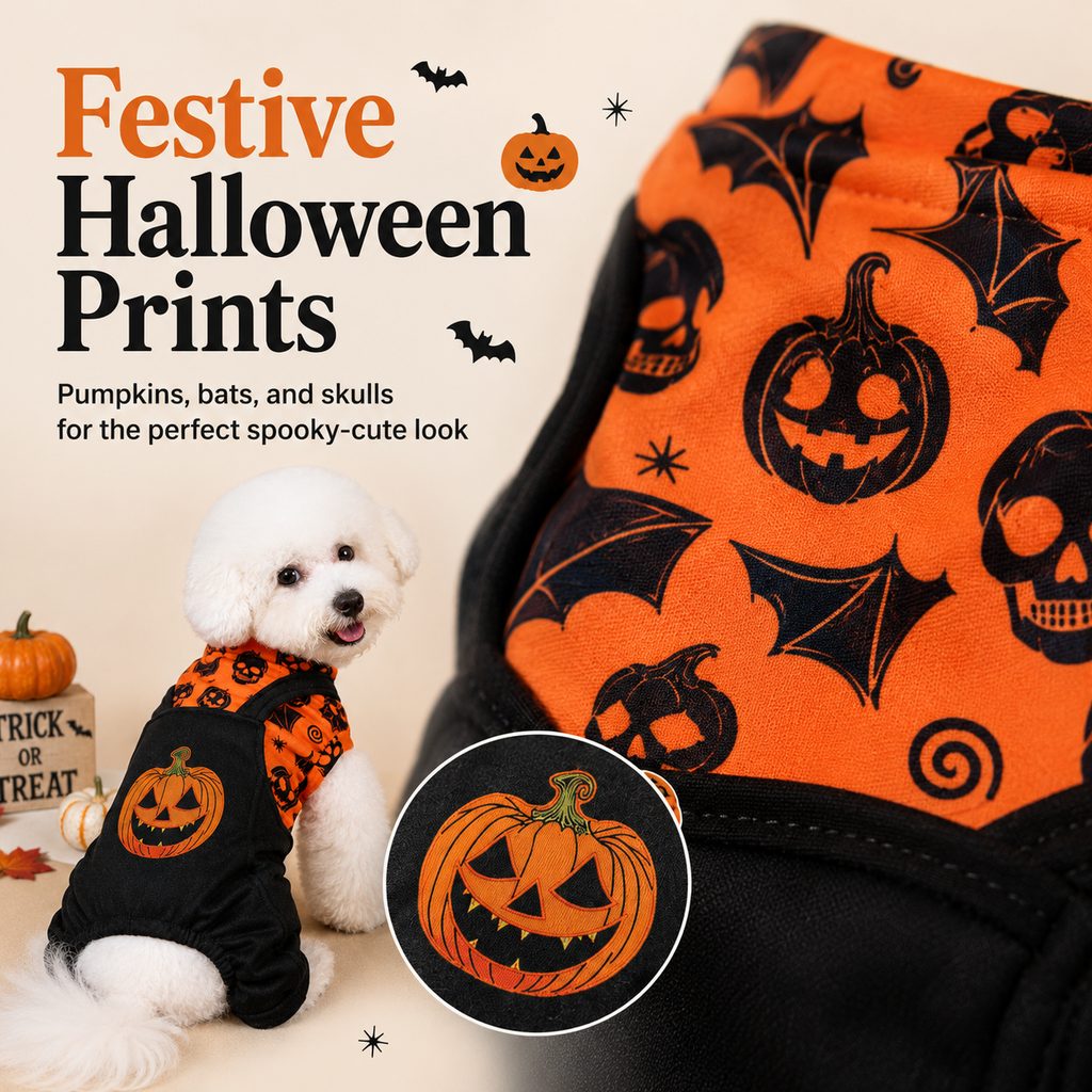 Halloween Dog Jumpsuit – Soft Pumpkin Costume