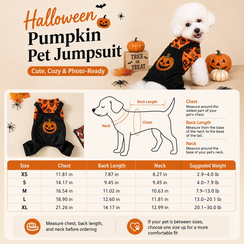 Halloween Dog Jumpsuit – Soft Pumpkin Costume