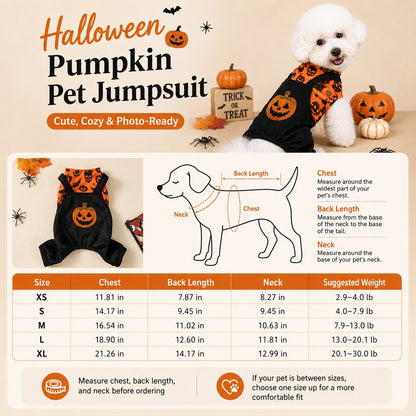 Halloween Dog Jumpsuit – Soft Pumpkin Costume