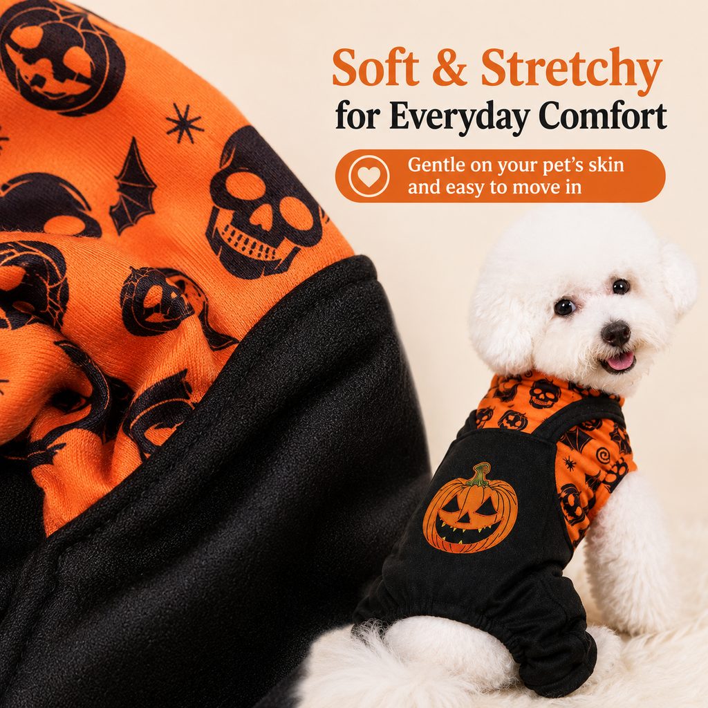 Halloween Dog Jumpsuit – Soft Pumpkin Costume