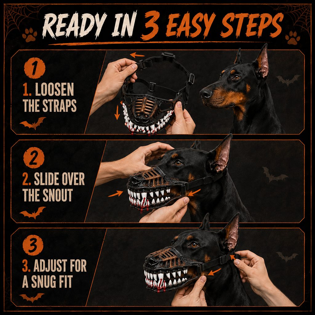 Monster Fang Dog Muzzle Costume – Open-Nose Fit