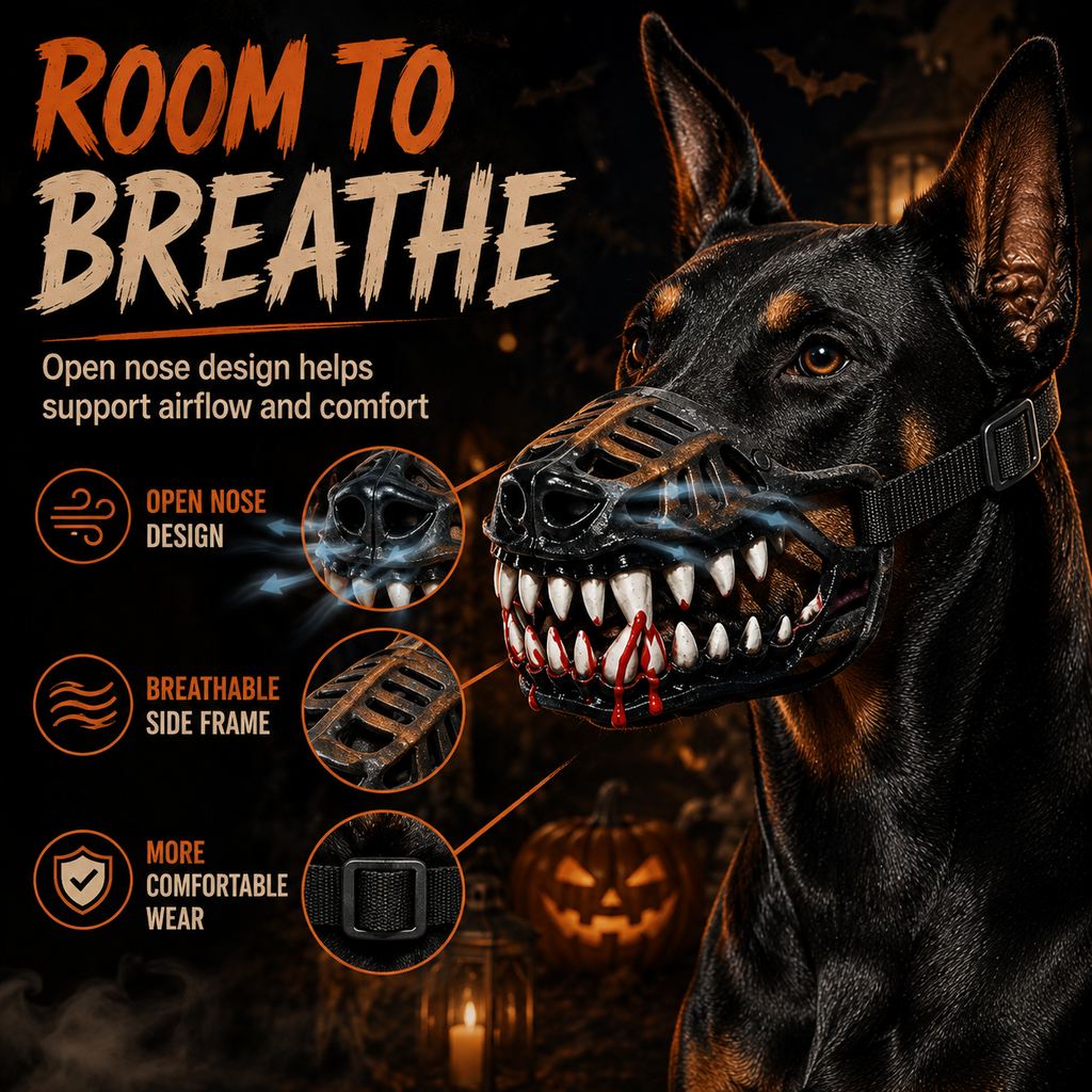 Monster Fang Dog Muzzle Costume – Open-Nose Fit