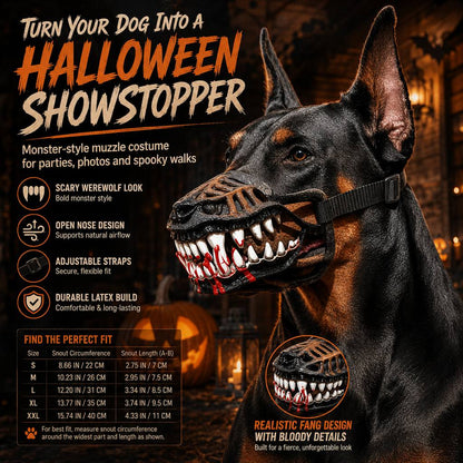 Monster Fang Dog Muzzle Costume – Open-Nose Fit