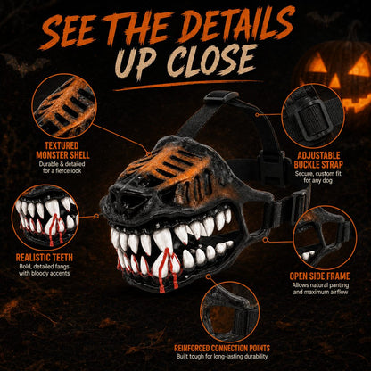 Monster Fang Dog Muzzle Costume – Open-Nose Fit