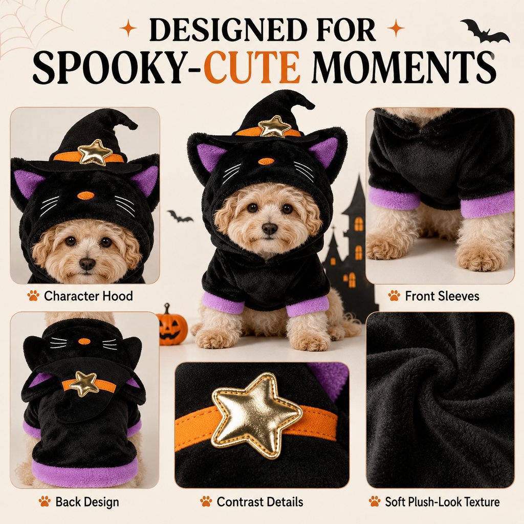 Halloween Pet Costume Hoodie – One-Piece Spooky Look