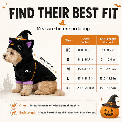 Halloween Pet Costume Hoodie – One-Piece Spooky Look