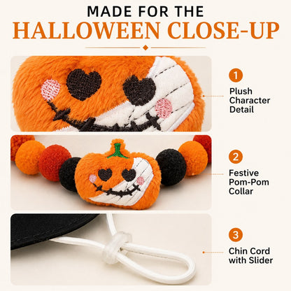 Halloween Pet Hat & Pom-Pom Collar – Easy 2-Piece Costume