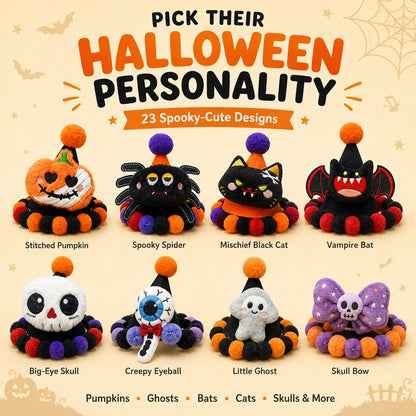 Halloween Pet Hat & Pom-Pom Collar – Easy 2-Piece Costume