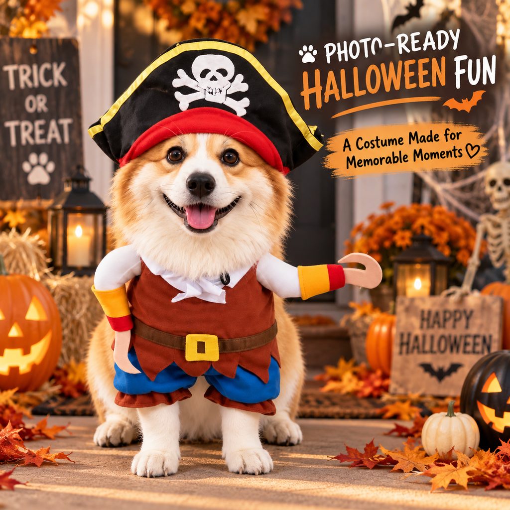 Pirate Dog Costume – Hat & Hook Arms