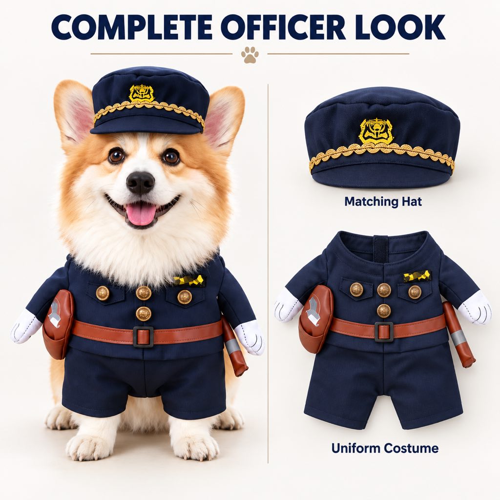 Police Officer Dog Costume – Funny Cop Uniform
