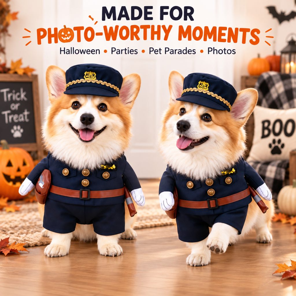 Police Officer Dog Costume – Funny Cop Uniform