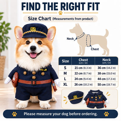 Police Officer Dog Costume – Funny Cop Uniform