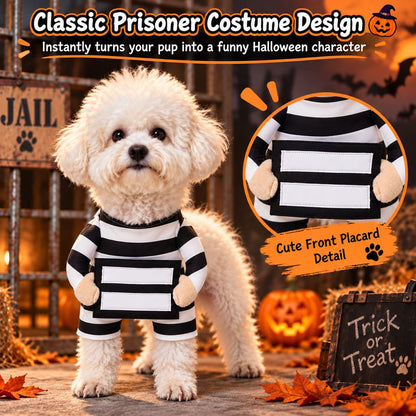 Prisoner Dog Costume – Funny Striped Outfit