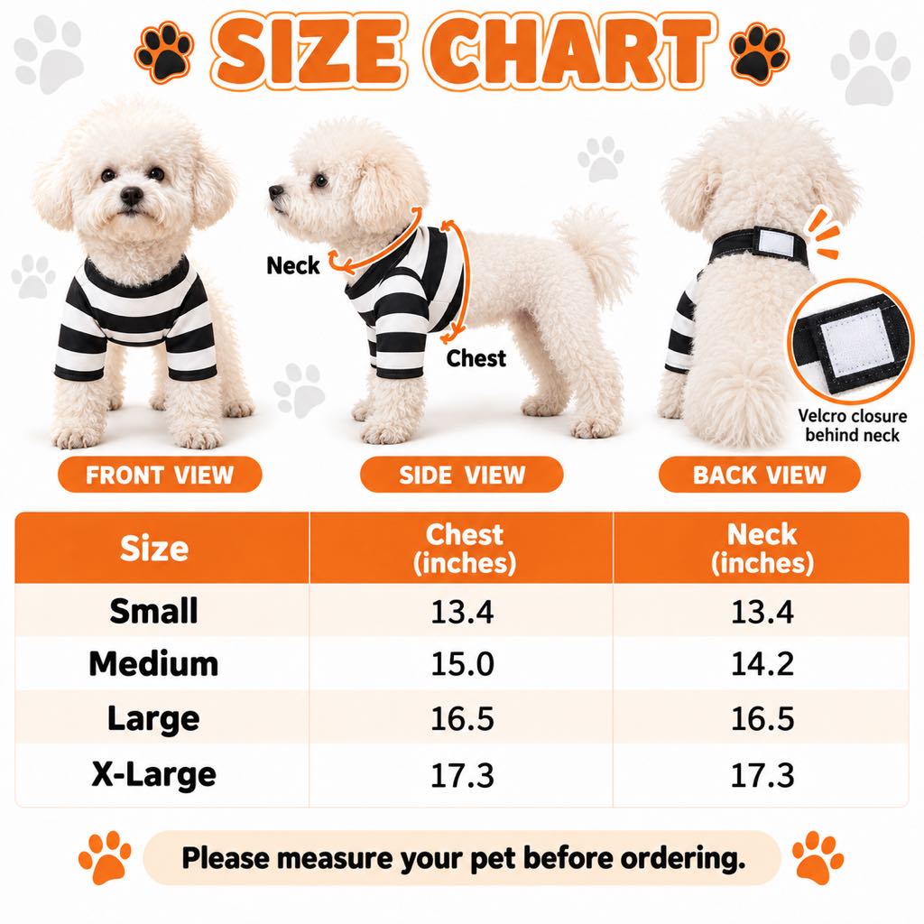 Prisoner Dog Costume – Funny Striped Outfit