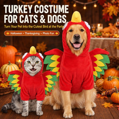 Turkey Pet Costume – One-Piece Hooded Outfit