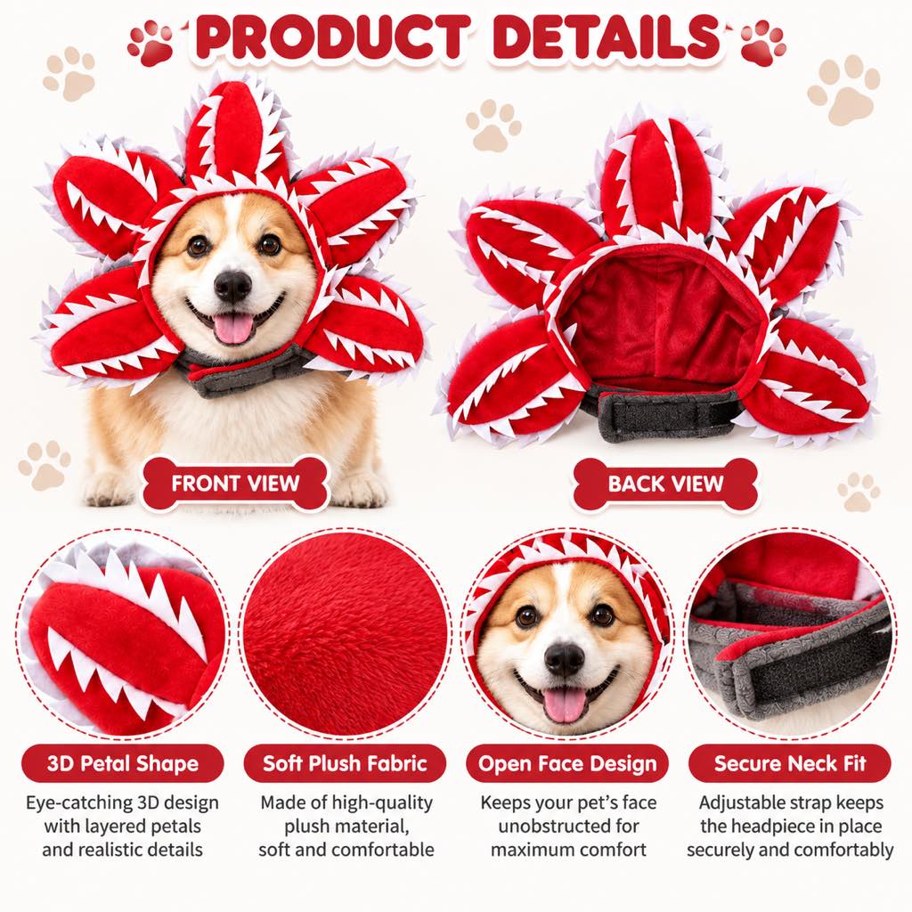 Venus Flytrap Pet Headpiece – Funny Monster Costume