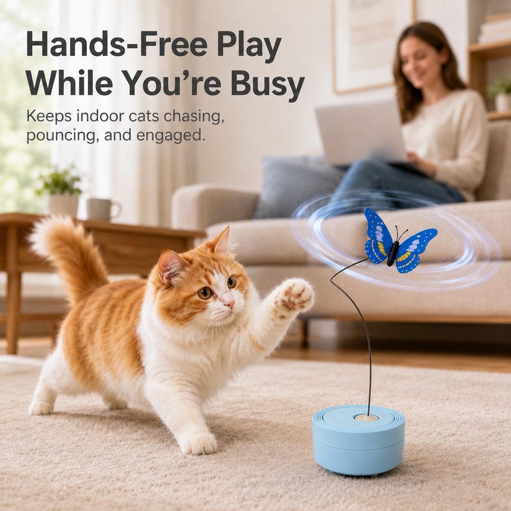 Automatic Butterfly Cat Toy – Hands-Free Self-Play