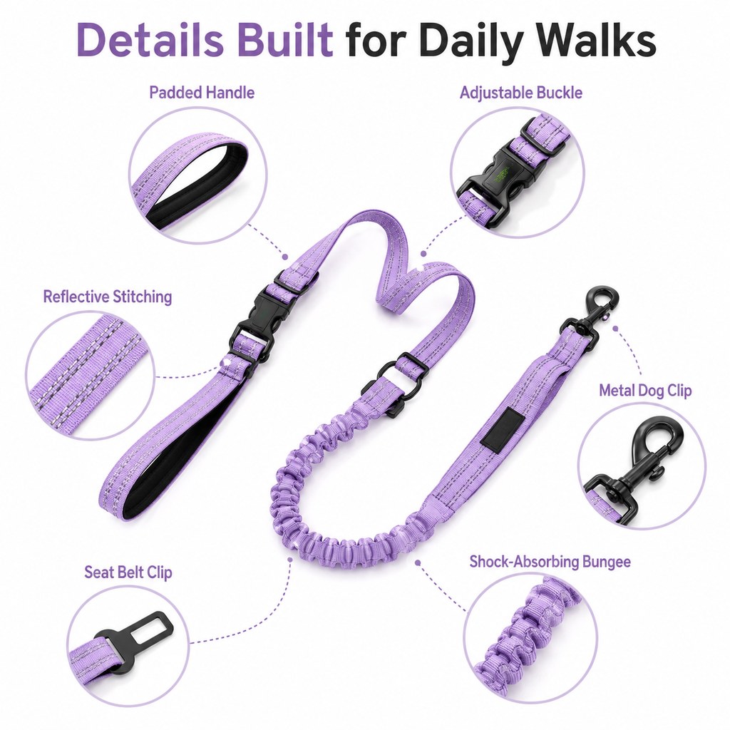 Hands-Free Bungee Dog Leash – Less Pulling on Runs