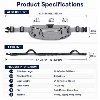 Hands-Free Running Leash Belt – Shock-Absorbing & Reflective
