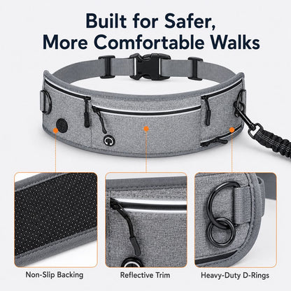 Hands-Free Running Leash Belt – Shock-Absorbing & Reflective