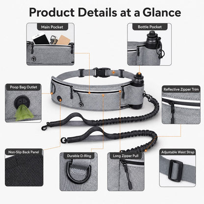 Hands-Free Running Leash Belt – Shock-Absorbing & Reflective