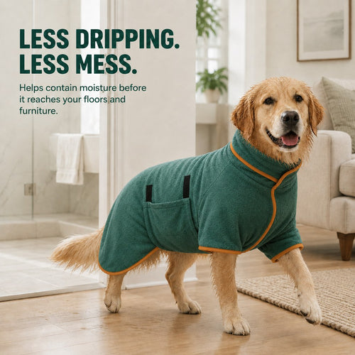 Quick-Dry Microfiber Dog Bathrobe – Less Wet-Dog Mess