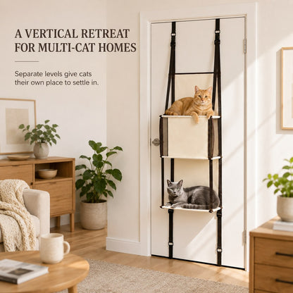 Door-Mounted Cat Tree – 3-Tier Space Saver