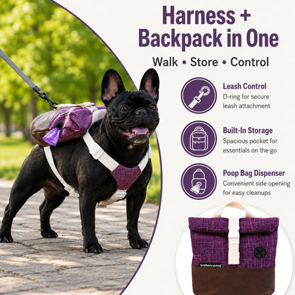 Frenchie Backpack Harness – No Neck Pulling, Carry Essentials