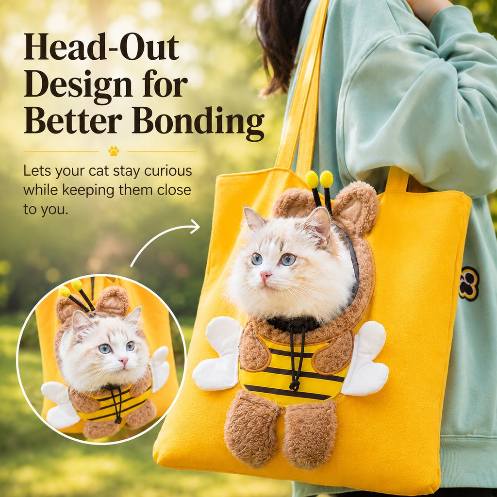 Head-Out Canvas Cat Carrier Tote – Light & Cute