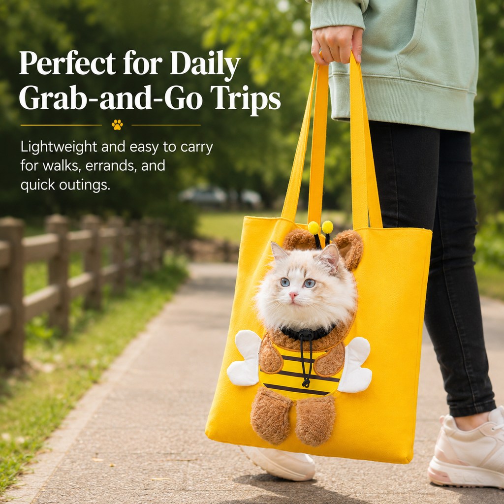 Head-Out Canvas Cat Carrier Tote – Light & Cute