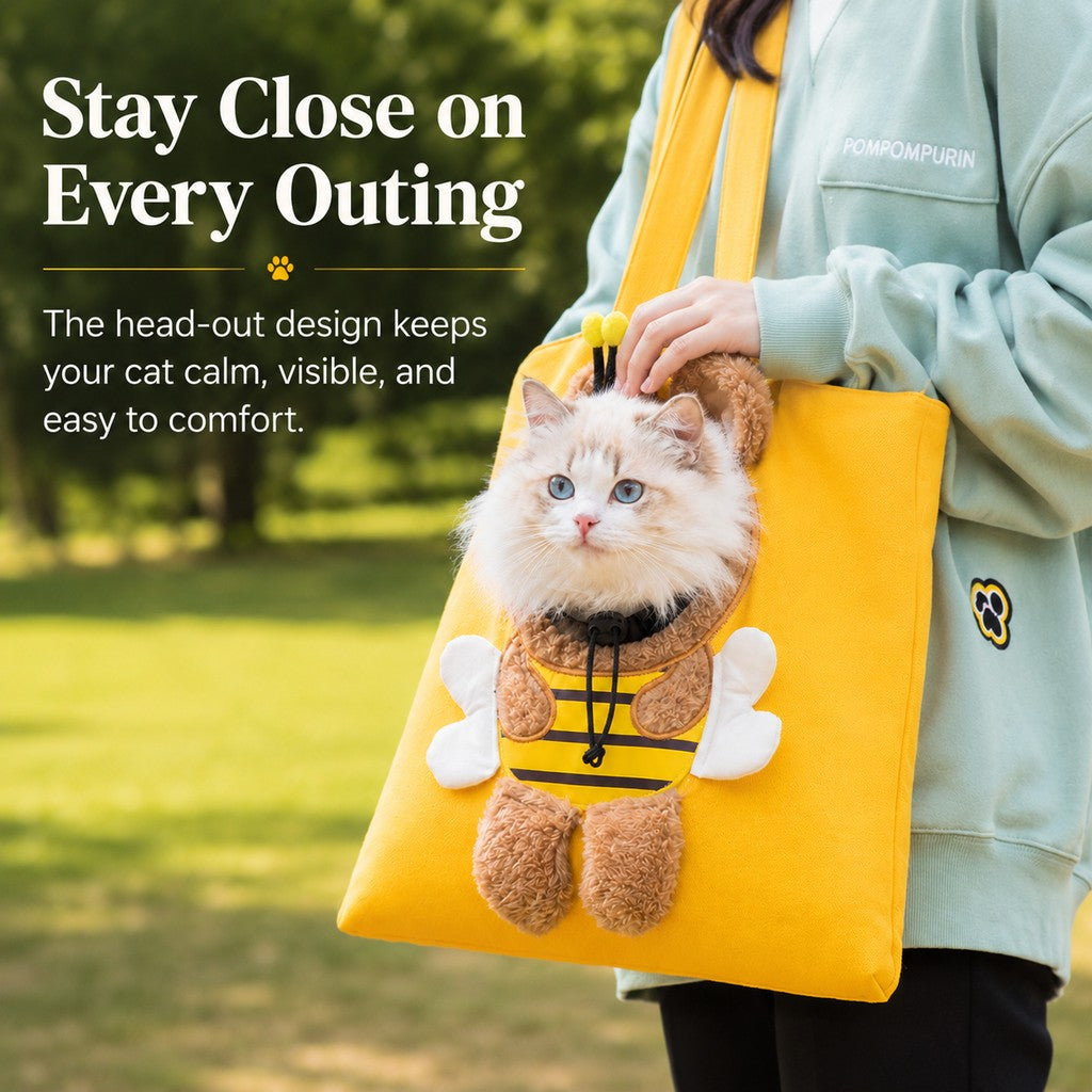 Head-Out Canvas Cat Carrier Tote – Light & Cute