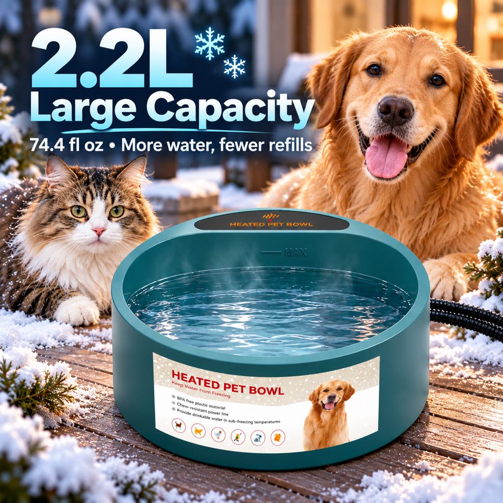 Heated Pet Water Bowl – Anti-Freeze Outdoor 2.2L