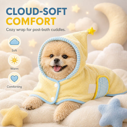 Hooded Pet Drying Robe – Fast Absorbent Towel