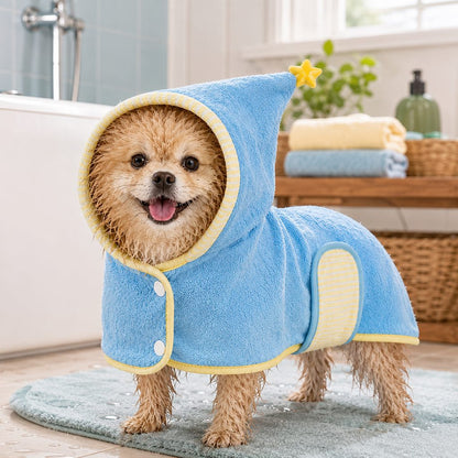 Hooded Pet Drying Robe – Fast Absorbent Towel