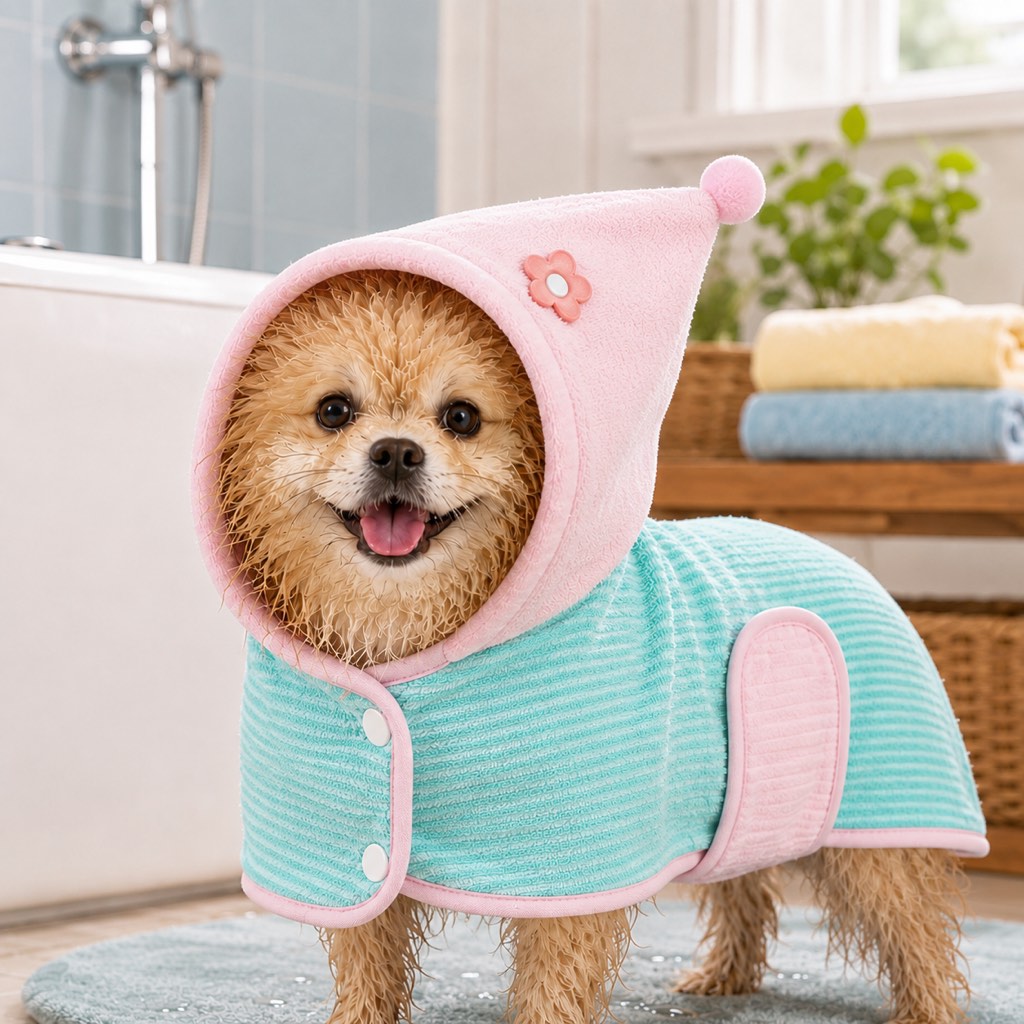 Hooded Pet Drying Robe – Fast Absorbent Towel