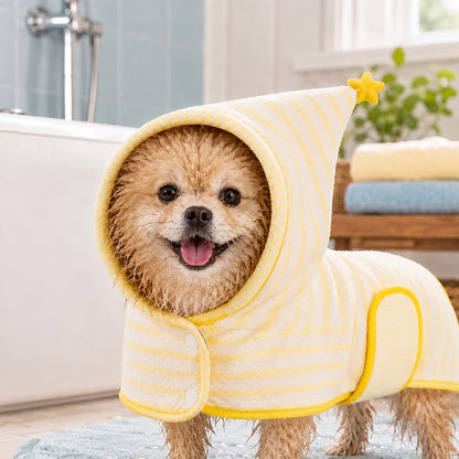 Hooded Pet Drying Robe – Fast Absorbent Towel