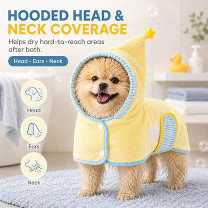 Hooded Pet Drying Robe – Fast Absorbent Towel