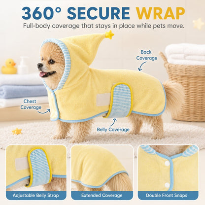 Hooded Pet Drying Robe – Fast Absorbent Towel