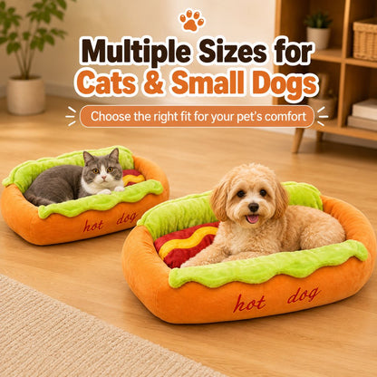 Hot Dog Pet Bed – Plush Removable Cushion